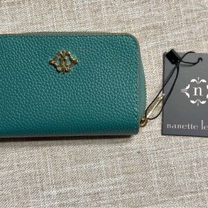 Nanette Lepore Turquoise Wallet with Gold Accent